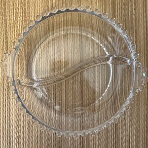 Candlewick Imperial Clear Glass Divided Relish Dish Beaded Bubbled Vintage